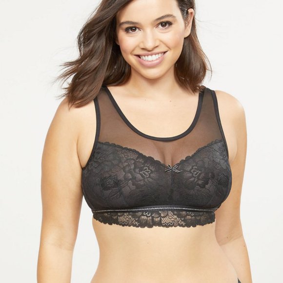 Cacique Other - CACIQUE Modern Lace & Mesh Unlined No-Wire Bra 0-2